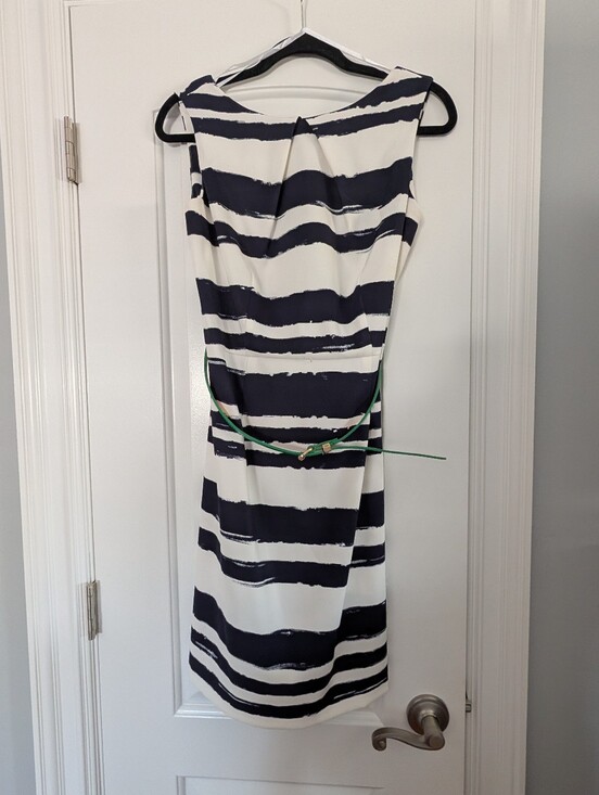 dressbarn Dresses & Skirts - Dress Barn Striped Navy and White Sleeveless Sheath Dress Size 10
